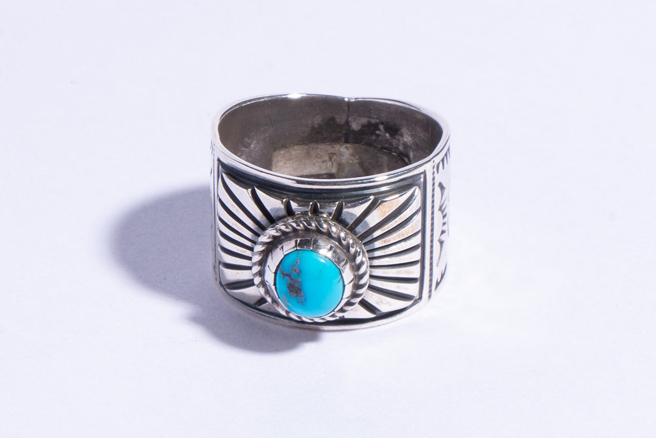 NAVAJO LFC  Jake リング タイロン ターコイズ ナバホ 01-0209 ヴァーディー・ジェイク作 タイロン・ターコイズ