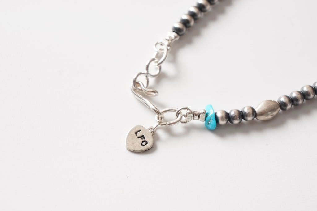Diameter 4mm Total length 45cm LFC Silver chain &amp; Turquoise Sleeping Beauty Silver beads