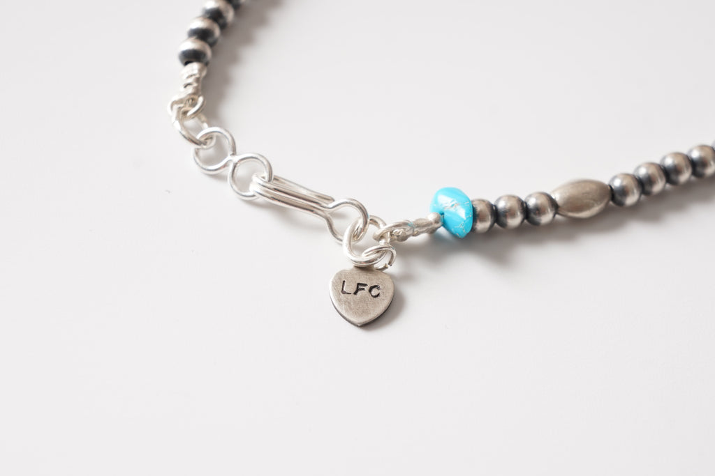 直径4mm全長50cm LFC Silver chain & ターコイズ　Sleeping Beauty シルバービーズ