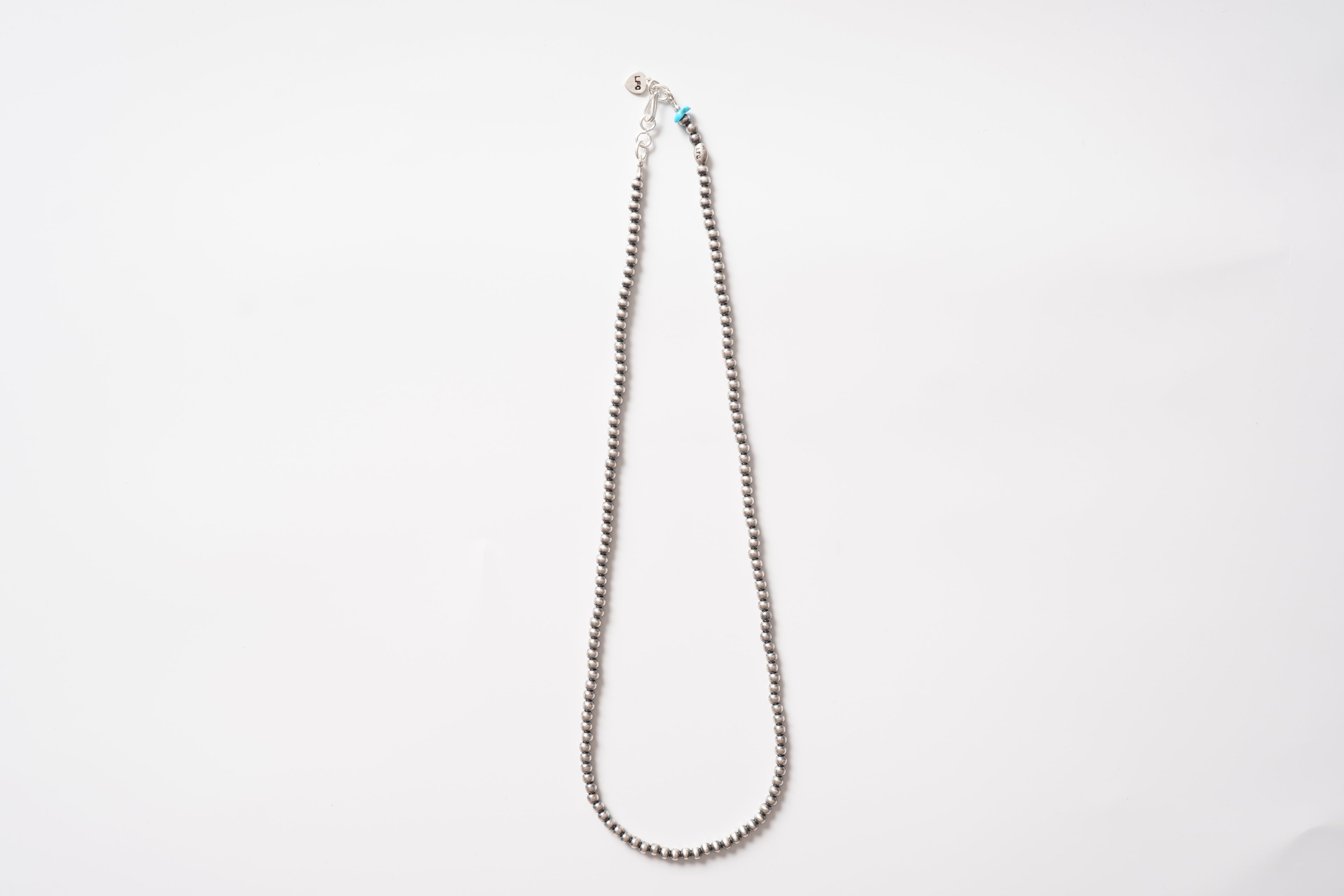 直径4mm全長55cm LFC Silver chain & ターコイズ　Sleeping Beauty シルバービーズ