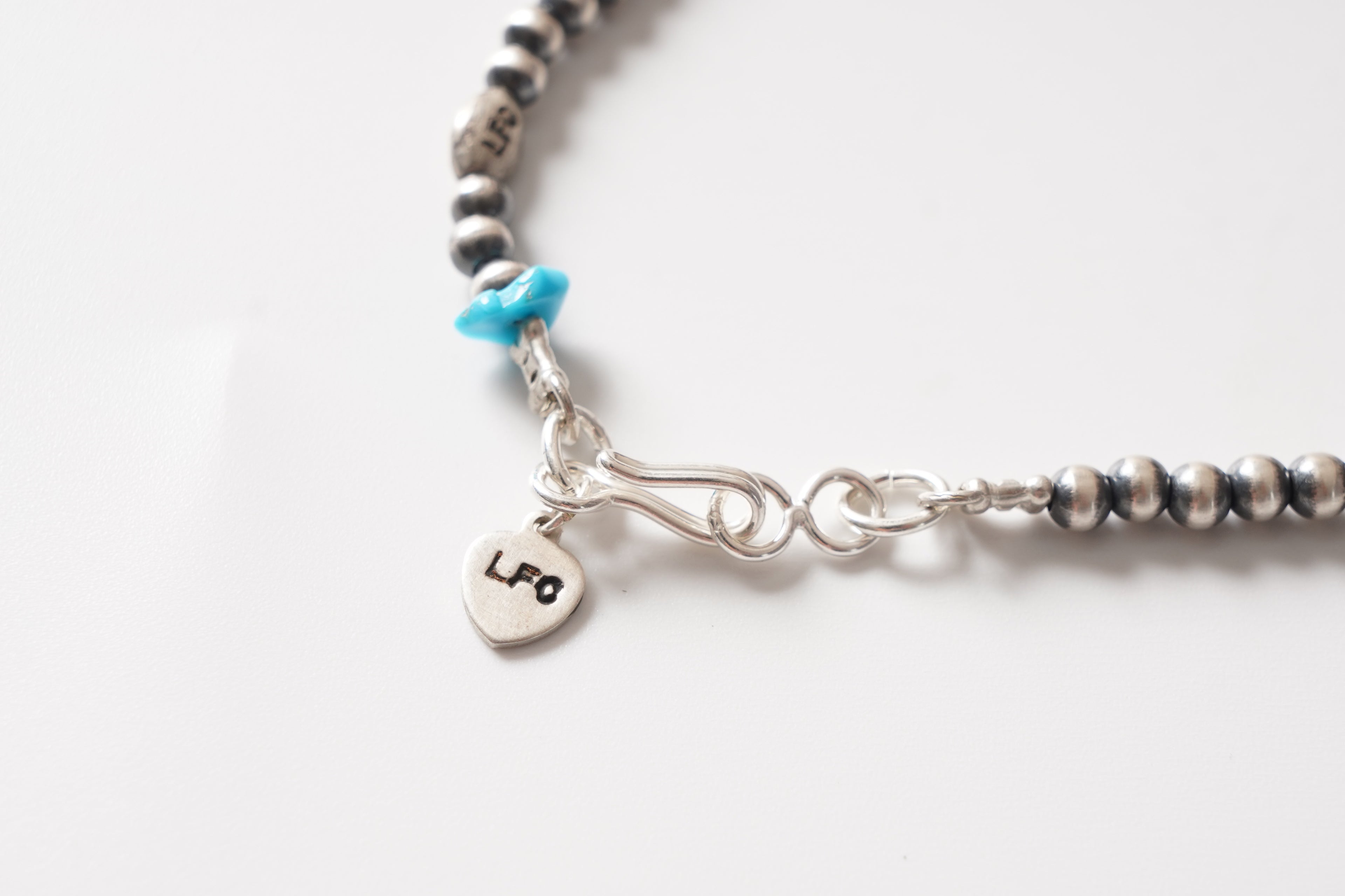 直径4mm全長55cm LFC Silver chain & ターコイズ　Sleeping Beauty シルバービーズ