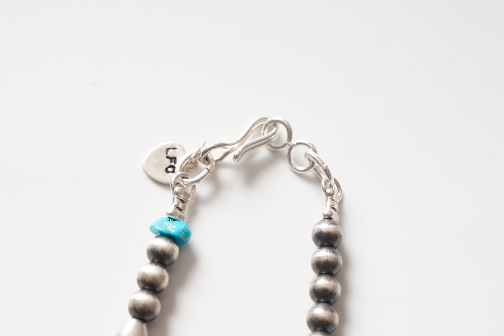 直径5mm全長55cm LFC Silver chain & ターコイズ　Sleeping Beauty シルバービーズ